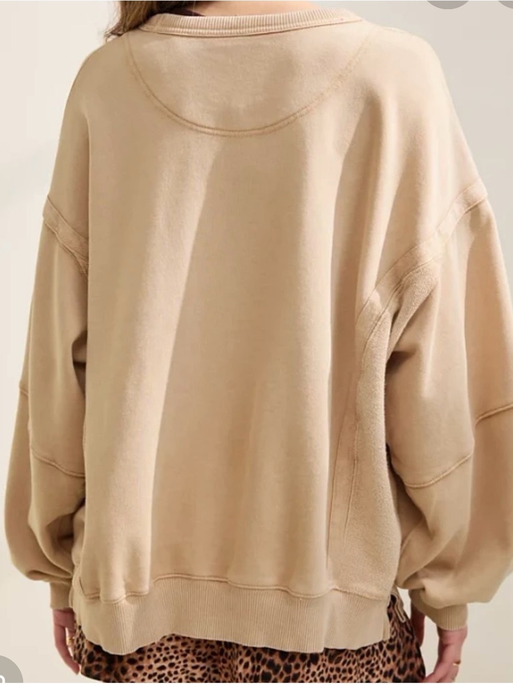 Aerie Keep It Light Tan Crewneck Tunic Sweatshirt Size Large Oversized - Picture 2 of 6